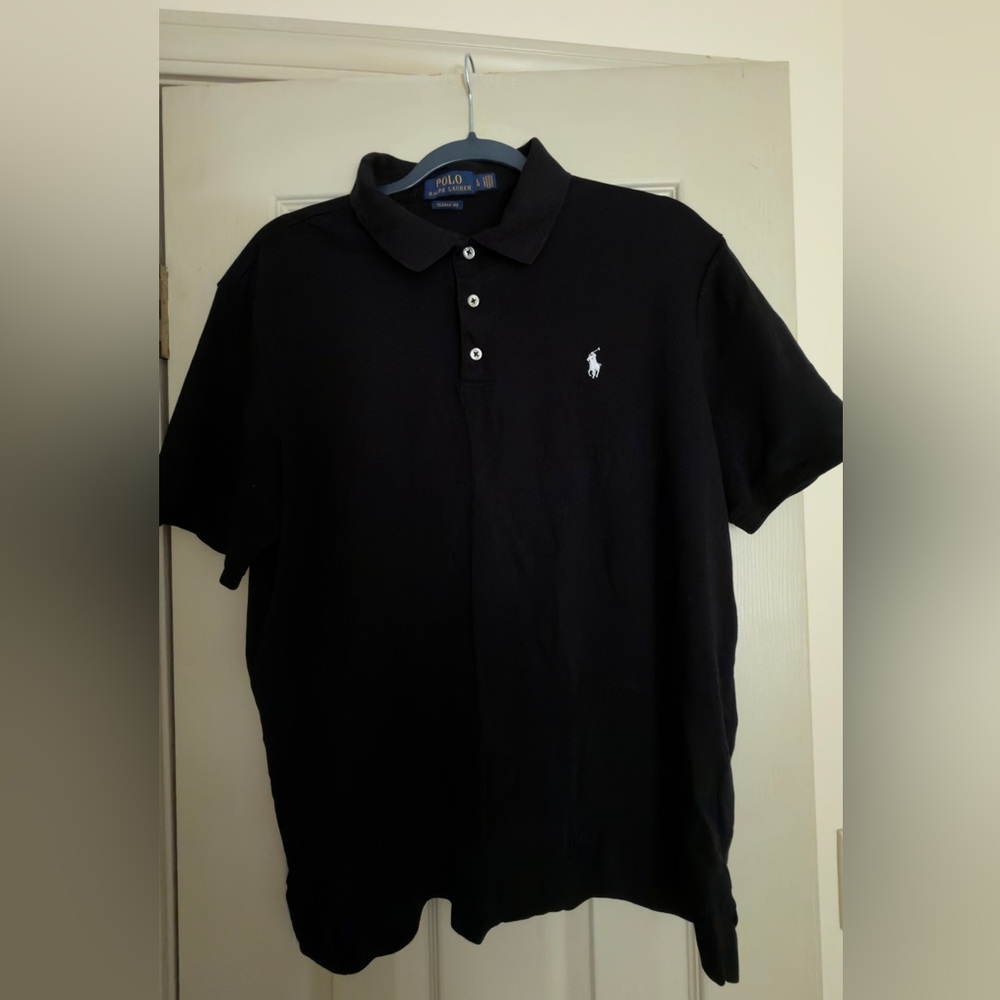 Polo by Ralph Lauren Black Short-Sleeve Classic Polo with White Pony